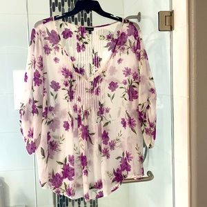Torrid Purple Flowers Chiffon Blouse size 3